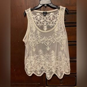 TORRID BEIGE SHEER LACE TANK TOP..SIZE:2
